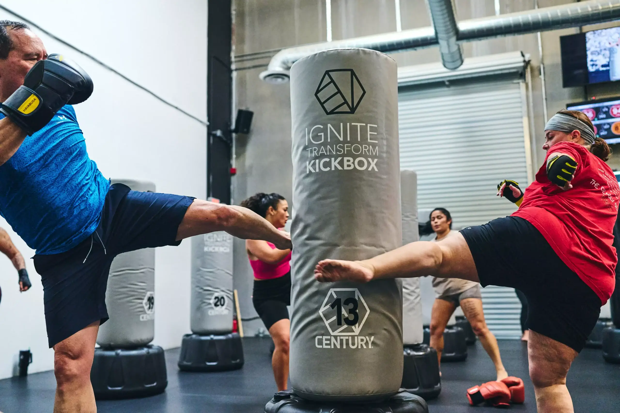 People training at a kickboxing gym in Las Vegas, cardio kickboxing and women’s kickboxing classes